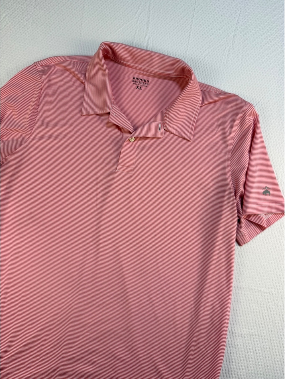 Brooks Brothers Mens XL Performance Polo Pink Stripe Stretch Golf Preppy